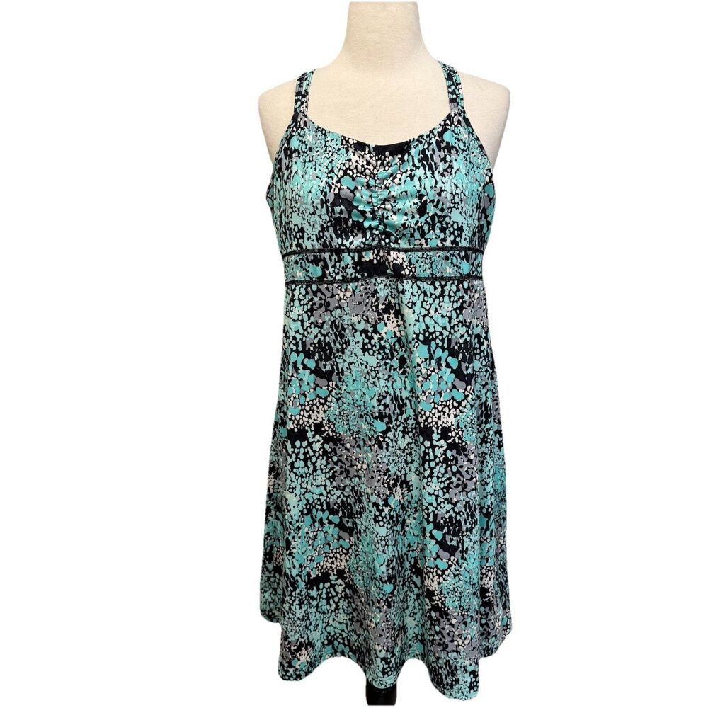 Marmot Active Dress L Built in Bra Athletic Green Back Tank Abstract Artsy